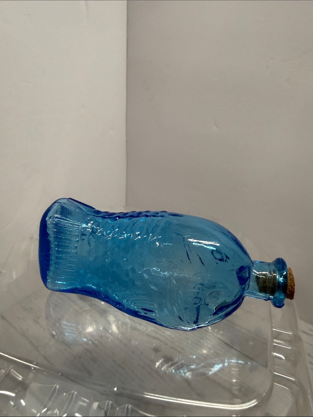 Blue Glass Fish Bottle Decorative Accent - Unbranded